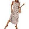 image:imageWIHOLL Summer Dresses for Women 2026 Hawaiian Beach Vacation Clothes Casual Sleeveless Maxi Long Sundresses with PocketsApricot Floral