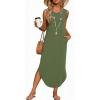 image:imageWIHOLL Summer Dresses for Women 2026 Hawaiian Beach Vacation Clothes Casual Sleeveless Maxi Long Sundresses with PocketsArmy Green