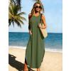 image:imageWIHOLL Summer Dresses for Women 2026 Hawaiian Beach Vacation Clothes Casual Sleeveless Maxi Long Sundresses with PocketsArmy Green