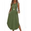 image:imageWIHOLL Summer Dresses for Women 2026 Hawaiian Beach Vacation Clothes Casual Sleeveless Maxi Long Sundresses with PocketsArmy Green