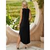 image:imageWIHOLL Summer Dresses for Women 2026 Hawaiian Beach Vacation Clothes Casual Sleeveless Maxi Long Sundresses with PocketsBlack