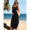 image:imageWIHOLL Summer Dresses for Women 2026 Hawaiian Beach Vacation Clothes Casual Sleeveless Maxi Long Sundresses with PocketsBlack