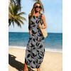 image:imageWIHOLL Summer Dresses for Women 2026 Hawaiian Beach Vacation Clothes Casual Sleeveless Maxi Long Sundresses with PocketsBlack Gray Print