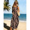 image:imageWIHOLL Summer Dresses for Women 2026 Hawaiian Beach Vacation Clothes Casual Sleeveless Maxi Long Sundresses with PocketsCoffee Black Print