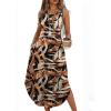 image:imageWIHOLL Summer Dresses for Women 2026 Hawaiian Beach Vacation Clothes Casual Sleeveless Maxi Long Sundresses with PocketsFloral Brown Leaf