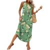 image:imageWIHOLL Summer Dresses for Women 2026 Hawaiian Beach Vacation Clothes Casual Sleeveless Maxi Long Sundresses with PocketsGreen Floral