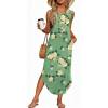 image:imageWIHOLL Summer Dresses for Women 2026 Hawaiian Beach Vacation Clothes Casual Sleeveless Maxi Long Sundresses with PocketsGreen Floral
