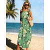 image:imageWIHOLL Summer Dresses for Women 2026 Hawaiian Beach Vacation Clothes Casual Sleeveless Maxi Long Sundresses with PocketsGreen Floral