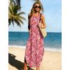 image:imageWIHOLL Summer Dresses for Women 2026 Hawaiian Beach Vacation Clothes Casual Sleeveless Maxi Long Sundresses with PocketsPink Floral