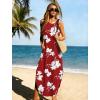 image:imageWIHOLL Summer Dresses for Women 2026 Hawaiian Beach Vacation Clothes Casual Sleeveless Maxi Long Sundresses with PocketsRed Floral