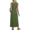 image:imageWIHOLL Summer Dresses for Women 2026 Maxi Dresses Long Flowy A Line Sleeveless Sundresses with PocketsArmy Green