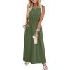 image:imageWIHOLL Summer Dresses for Women 2026 Maxi Dresses Long Flowy A Line Sleeveless Sundresses with PocketsArmy Green