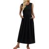 image:imageWIHOLL Summer Dresses for Women 2026 Maxi Dresses Long Flowy A Line Sleeveless Sundresses with PocketsBlack