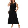 image:imageWIHOLL Summer Dresses for Women 2026 Maxi Dresses Long Flowy A Line Sleeveless Sundresses with PocketsBlack