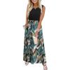 image:imageWIHOLL Summer Dresses for Women 2026 Maxi Dresses Long Flowy A Line Sleeveless Sundresses with PocketsBlack Palm Leaf