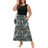image:imageWIHOLL Summer Dresses for Women 2026 Maxi Dresses Long Flowy A Line Sleeveless Sundresses with PocketsBlack Palm Leaf