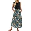 image:imageWIHOLL Summer Dresses for Women 2026 Maxi Dresses Long Flowy A Line Sleeveless Sundresses with PocketsBlack Palm Leaf