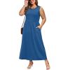 image:imageWIHOLL Summer Dresses for Women 2026 Maxi Dresses Long Flowy A Line Sleeveless Sundresses with PocketsBlue