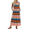 image:imageWIHOLL Summer Dresses for Women 2026 Maxi Dresses Long Flowy A Line Sleeveless Sundresses with PocketsColorful Stripes