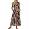 image:imageWIHOLL Summer Dresses for Women 2026 Maxi Dresses Long Flowy A Line Sleeveless Sundresses with PocketsPatterned Brown