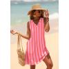 image:imageWIHOLL Summer Dresses for Women Beach Vacation Clothes Sundress Dress Hawaiian Boho Dresses Fashion Travel Cruise OutfitsPink Stripe