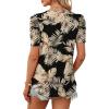 image:imageWIHOLL Summer Tops for Women Puff Sleeve Crewneck T Shirts Dressy Casual Blouses Spring Outfits Fashion ClothesBeige Leaf