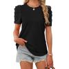 image:imageWIHOLL Summer Tops for Women Puff Sleeve Crewneck T Shirts Dressy Casual Blouses Spring Outfits Fashion ClothesBlack