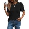 image:imageWIHOLL Summer Tops for Women Puff Sleeve Crewneck T Shirts Dressy Casual Blouses Spring Outfits Fashion ClothesBlack