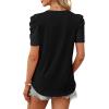 image:imageWIHOLL Summer Tops for Women Puff Sleeve Crewneck T Shirts Dressy Casual Blouses Spring Outfits Fashion ClothesBlack