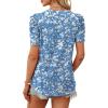 image:imageWIHOLL Summer Tops for Women Puff Sleeve Crewneck T Shirts Dressy Casual Blouses Spring Outfits Fashion ClothesBlue White