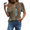 image:imageWIHOLL Summer Tops for Women Puff Sleeve Crewneck T Shirts Dressy Casual Blouses Spring Outfits Fashion ClothesBoho