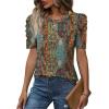 image:imageWIHOLL Summer Tops for Women Puff Sleeve Crewneck T Shirts Dressy Casual Blouses Spring Outfits Fashion ClothesBoho