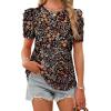 image:imageWIHOLL Summer Tops for Women Puff Sleeve Crewneck T Shirts Dressy Casual Blouses Spring Outfits Fashion ClothesColorful Flowers