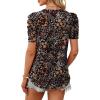 image:imageWIHOLL Summer Tops for Women Puff Sleeve Crewneck T Shirts Dressy Casual Blouses Spring Outfits Fashion ClothesColorful Flowers