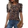 image:imageWIHOLL Summer Tops for Women Puff Sleeve Crewneck T Shirts Dressy Casual Blouses Spring Outfits Fashion ClothesColorful Flowers