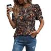 image:imageWIHOLL Summer Tops for Women Puff Sleeve Crewneck T Shirts Dressy Casual Blouses Spring Outfits Fashion ClothesColorful Flowers