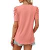 image:imageWIHOLL Summer Tops for Women Puff Sleeve Crewneck T Shirts Dressy Casual Blouses Spring Outfits Fashion ClothesCoral