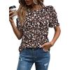 image:imageWIHOLL Summer Tops for Women Puff Sleeve Crewneck T Shirts Dressy Casual Blouses Spring Outfits Fashion ClothesFloral Black