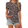 image:imageWIHOLL Summer Tops for Women Puff Sleeve Crewneck T Shirts Dressy Casual Blouses Spring Outfits Fashion ClothesFloral Black