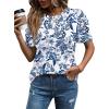 image:imageWIHOLL Summer Tops for Women Puff Sleeve Crewneck T Shirts Dressy Casual Blouses Spring Outfits Fashion ClothesFloral Blue