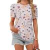 image:imageWIHOLL Summer Tops for Women Puff Sleeve Crewneck T Shirts Dressy Casual Blouses Spring Outfits Fashion ClothesFloral Colorful