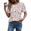 image:imageWIHOLL Summer Tops for Women Puff Sleeve Crewneck T Shirts Dressy Casual Blouses Spring Outfits Fashion ClothesFloral Colorful