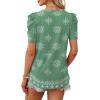 image:imageWIHOLL Summer Tops for Women Puff Sleeve Crewneck T Shirts Dressy Casual Blouses Spring Outfits Fashion ClothesFloral Green