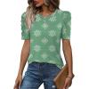 image:imageWIHOLL Summer Tops for Women Puff Sleeve Crewneck T Shirts Dressy Casual Blouses Spring Outfits Fashion ClothesFloral Green