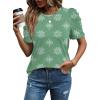 image:imageWIHOLL Summer Tops for Women Puff Sleeve Crewneck T Shirts Dressy Casual Blouses Spring Outfits Fashion ClothesFloral Green