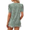 image:imageWIHOLL Summer Tops for Women Puff Sleeve Crewneck T Shirts Dressy Casual Blouses Spring Outfits Fashion ClothesFloral Green2