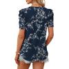 image:imageWIHOLL Summer Tops for Women Puff Sleeve Crewneck T Shirts Dressy Casual Blouses Spring Outfits Fashion ClothesFloral Navy