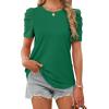 image:imageWIHOLL Summer Tops for Women Puff Sleeve Crewneck T Shirts Dressy Casual Blouses Spring Outfits Fashion ClothesGreen