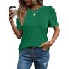 image:imageWIHOLL Summer Tops for Women Puff Sleeve Crewneck T Shirts Dressy Casual Blouses Spring Outfits Fashion ClothesGreen