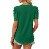image:imageWIHOLL Summer Tops for Women Puff Sleeve Crewneck T Shirts Dressy Casual Blouses Spring Outfits Fashion ClothesGreen